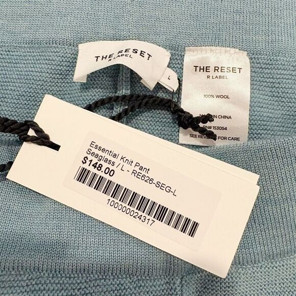 NWT The Reset 100% Wool Wide leg Pant Blue Size Large Pull On Knit $148.00 - Picture 3 of 4